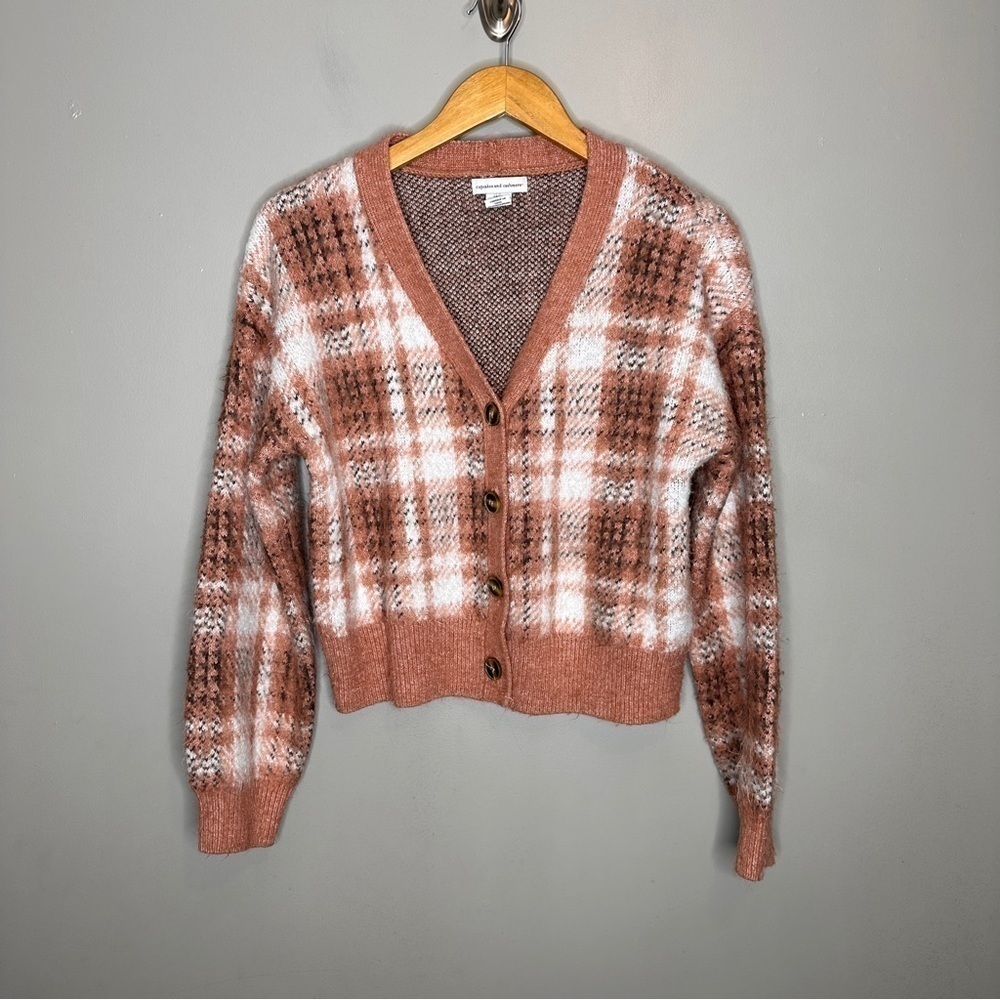 Cupcakes & Cashmere Plaid Cropped Cardigan